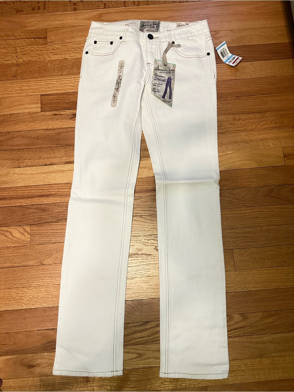 American Rag Premium Straight Jeans Size 5 White Low Rise NWT Y2K 2000s